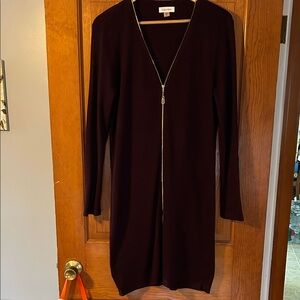 Calvin Klein Deep Burgundy Long Sleeve Dress